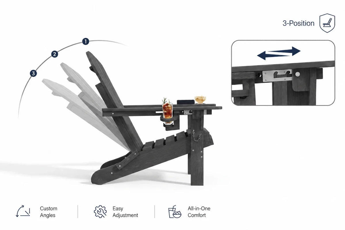 HDPE Reclining Adirondack Chair with Footrest — product view 6