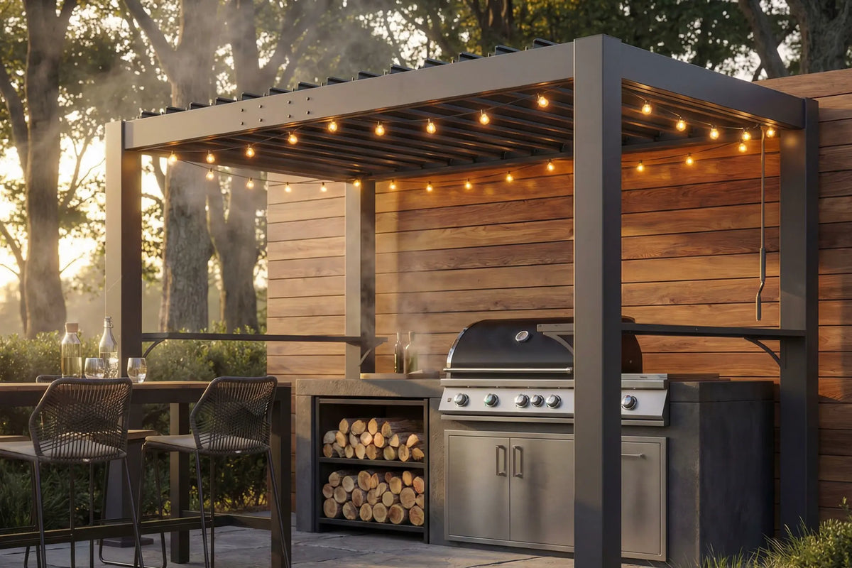 LUXOR™ Grill Louvered Pergola — product view 2