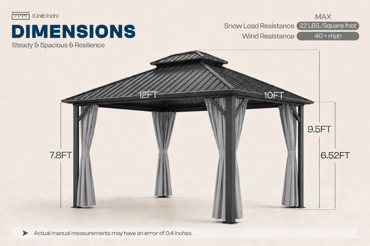 Luxor™ Hardtop Gazebo with Netting and Curtains — product view 4