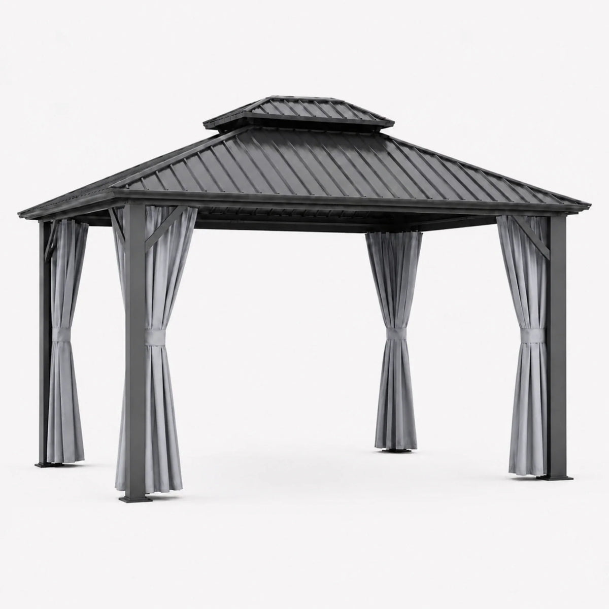 Luxor™ Hardtop Gazebo with Netting and Curtains — product view 1