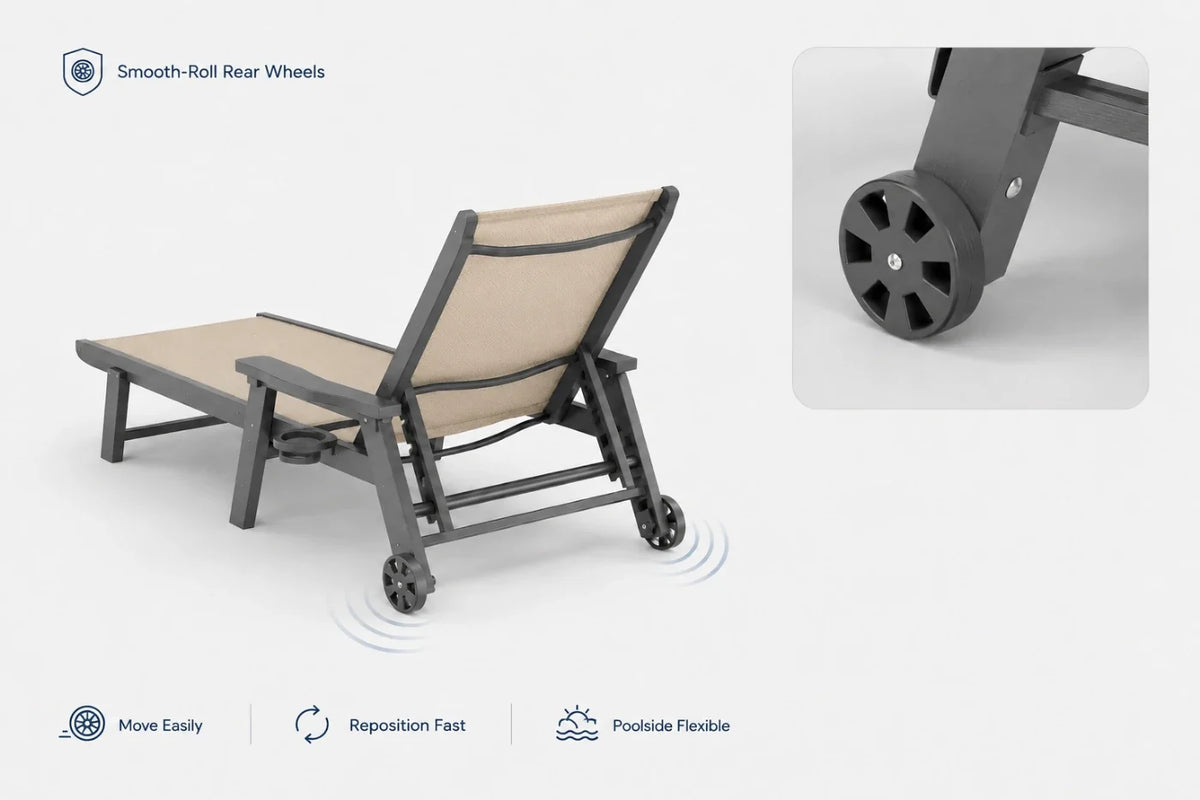 HDPE Outdoor Chaise Lounge with Textilene Fabric — product view 6