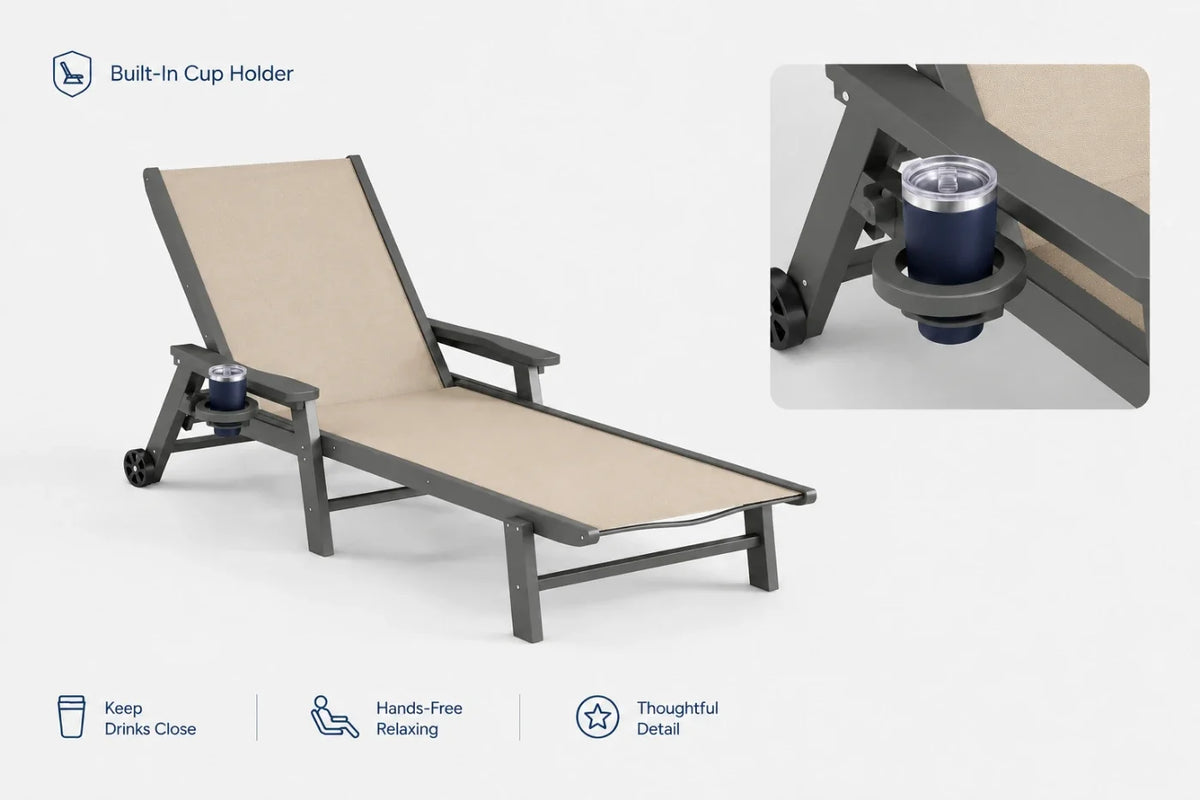 HDPE Outdoor Chaise Lounge with Textilene Fabric — product view 7