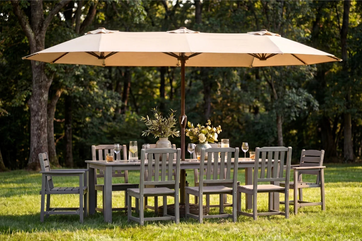 LED Double-Sided Patio Umbrella with Base — product view 2