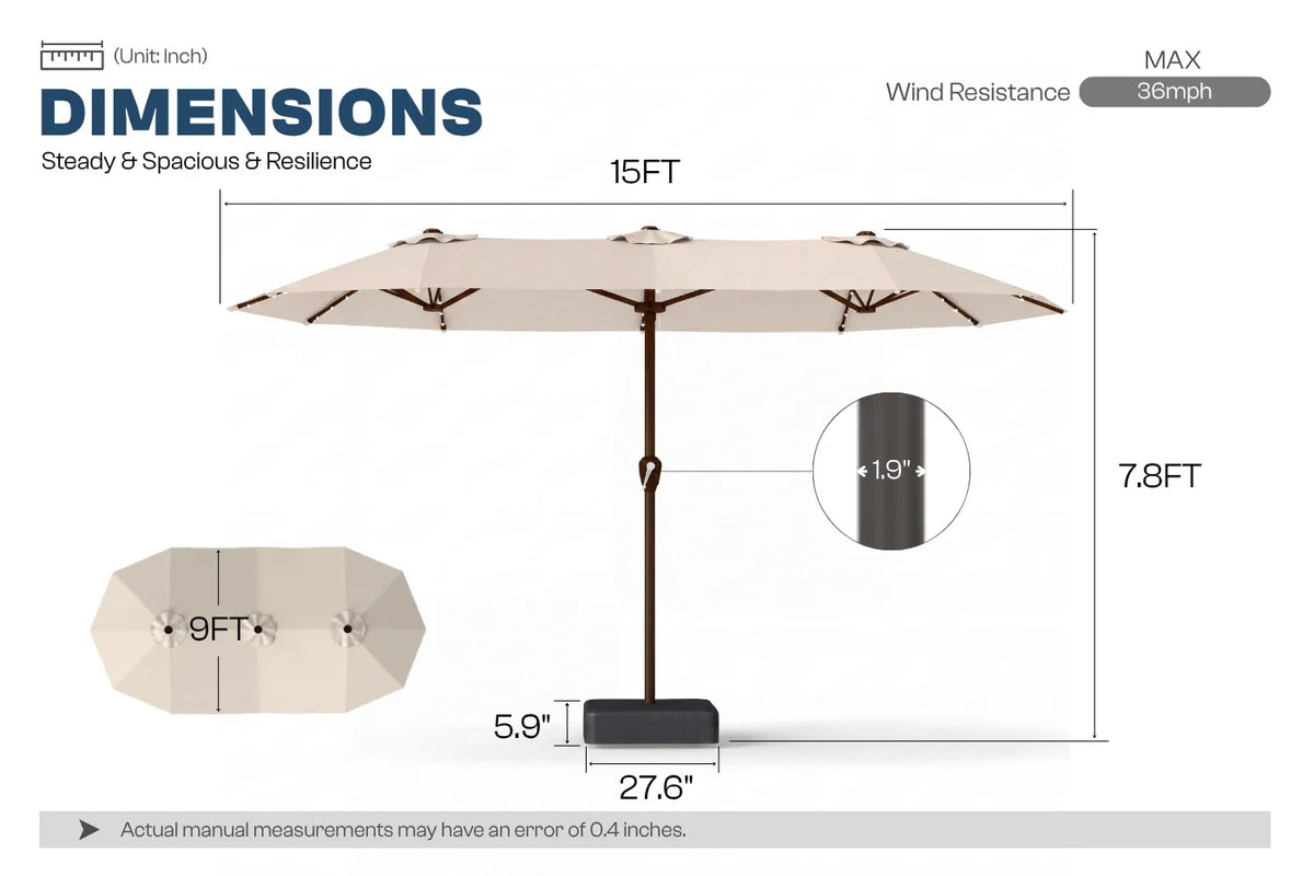 LED Double-Sided Patio Umbrella with Base — product view 4