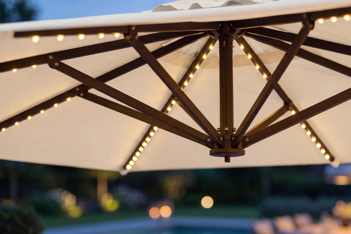 LED Double-Sided Patio Umbrella with Base — product view 5