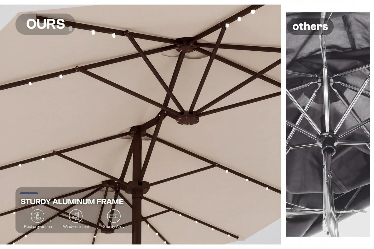 LED Double-Sided Patio Umbrella with Base — product view 7