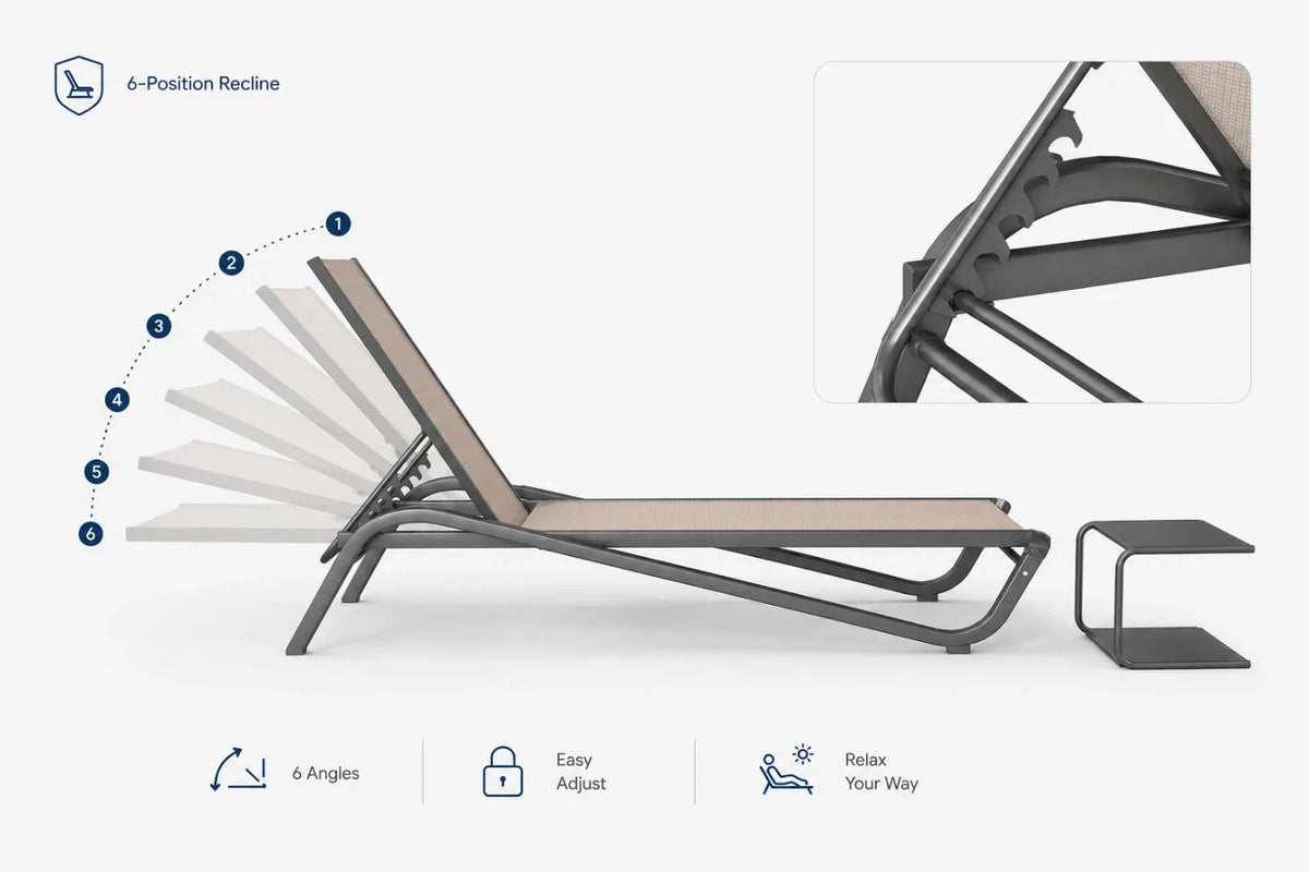 Aluminum Outdoor Chaise Lounge — product view 7