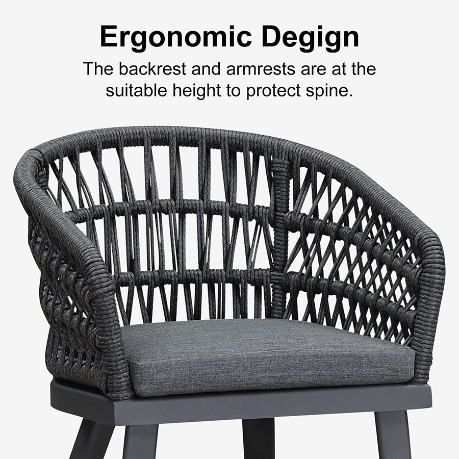 PURPLE LEAF 2 Pieces Patio Dining Chair All-Weather Rattan Outdoor Dining Chair Set with Aluminum Frame for Garden Backyard Deck — product view 6