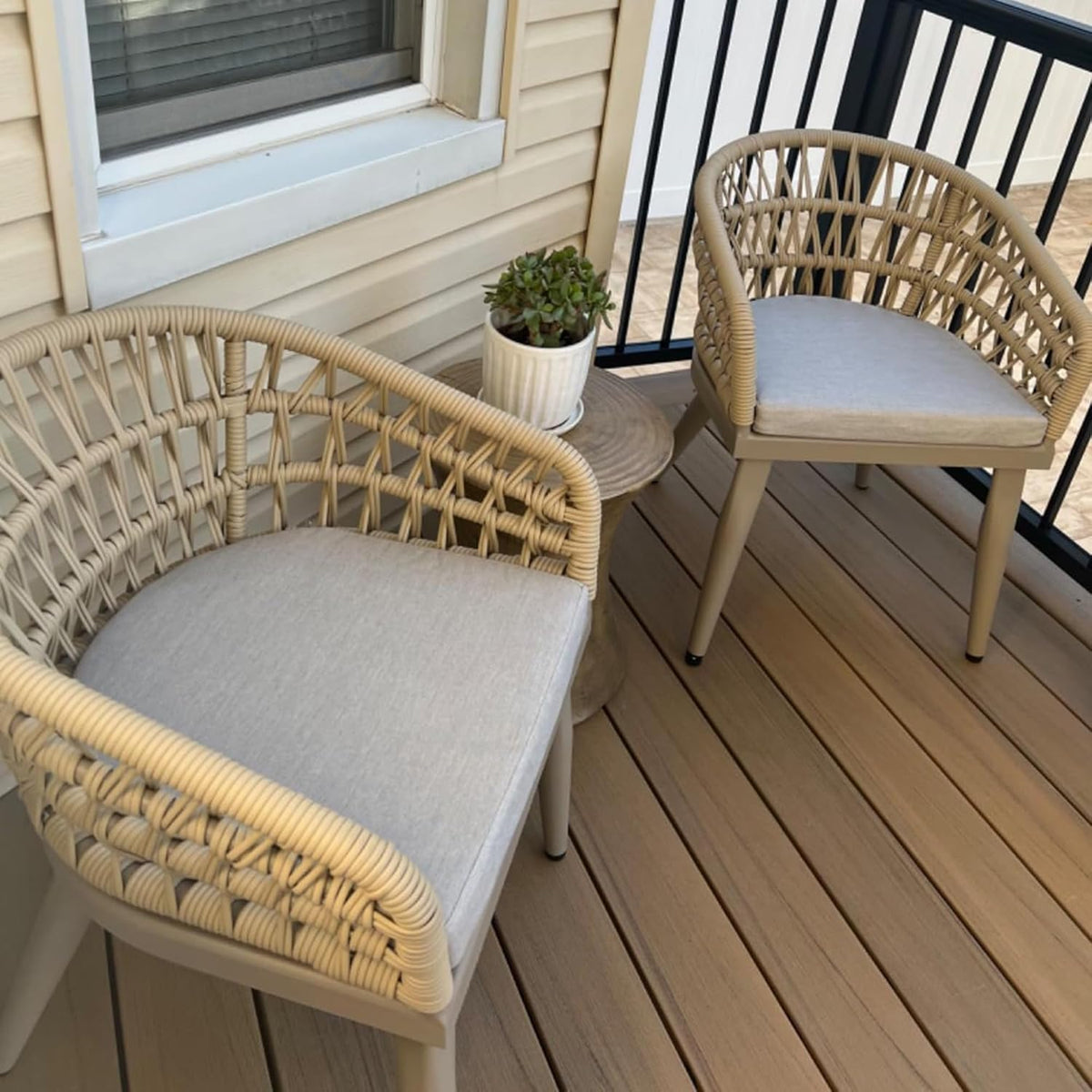 PURPLE LEAF 2 Pieces Patio Dining Chair All-Weather Rattan Outdoor Dining Chair Set with Aluminum Frame for Garden Backyard Deck — product view 5