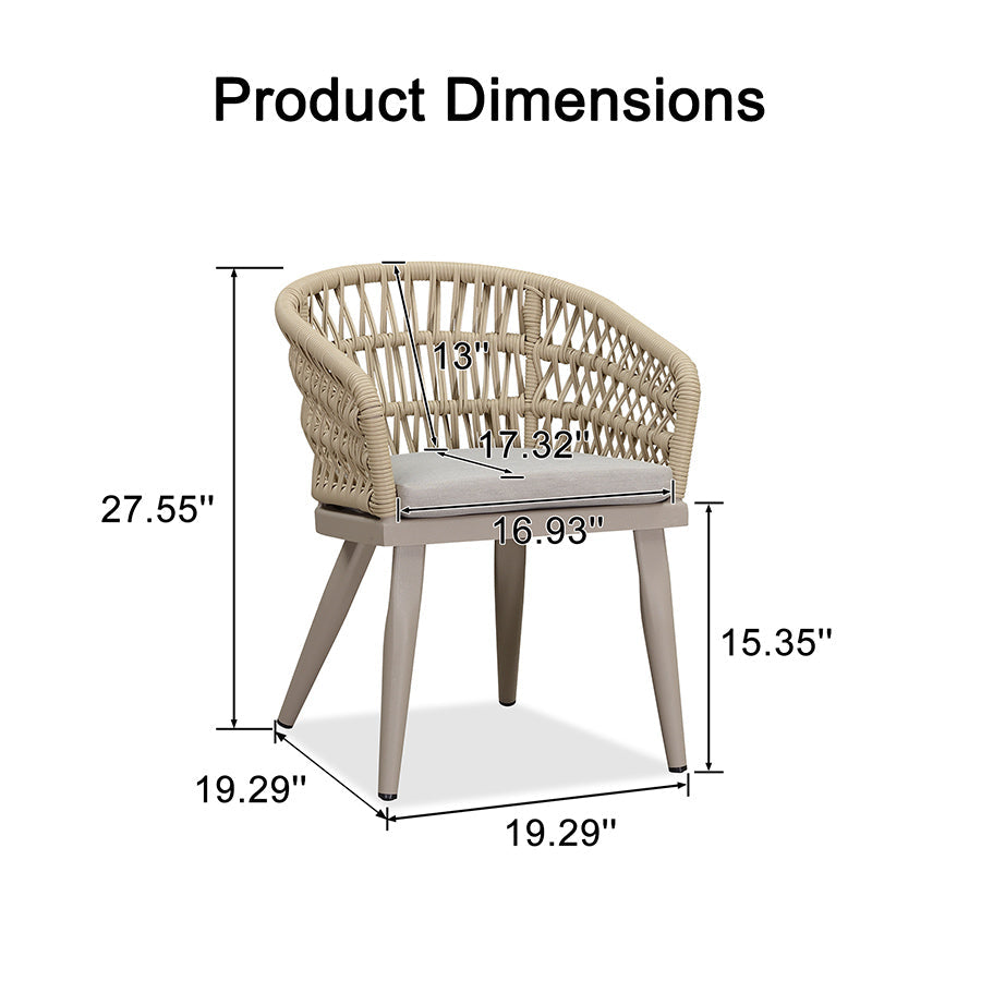 PURPLE LEAF 2 Pieces Patio Dining Chair All-Weather Rattan Outdoor Dining Chair Set with Aluminum Frame for Garden Backyard Deck — product view 3