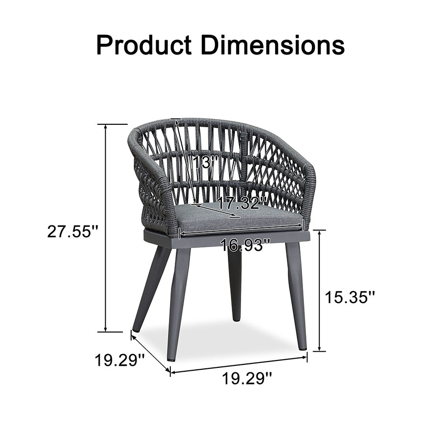 PURPLE LEAF 2 Pieces Patio Dining Chair All-Weather Rattan Outdoor Dining Chair Set with Aluminum Frame for Garden Backyard Deck — product view 4