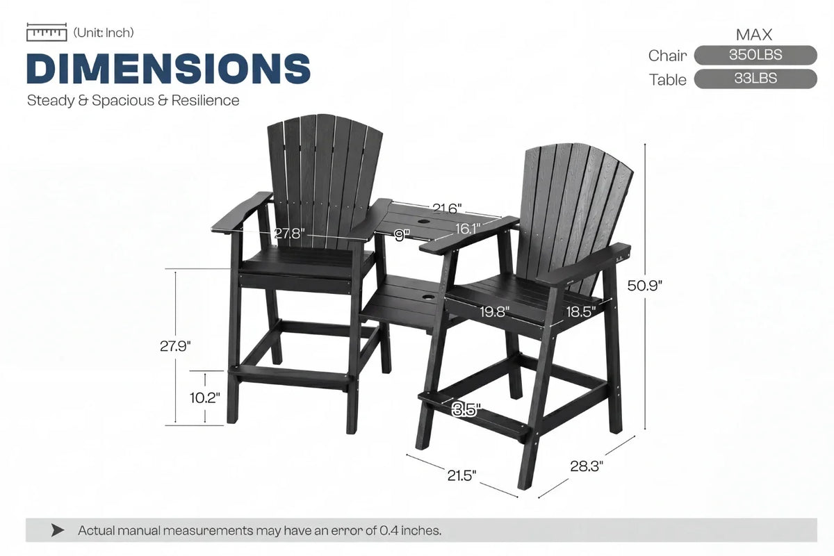 Tall Adirondack Chair Set — product view 4