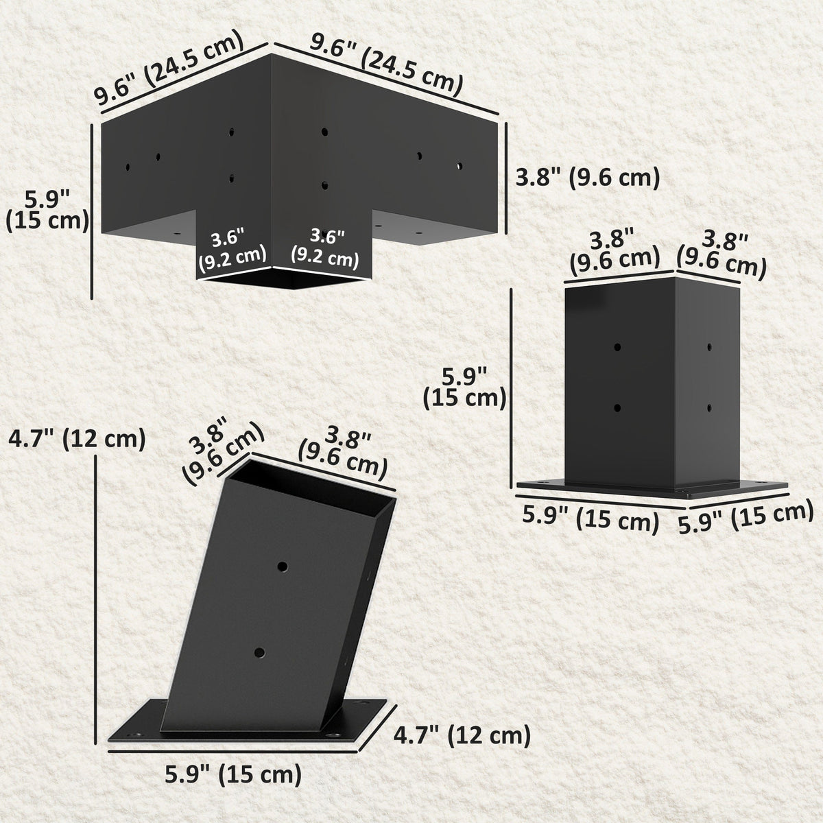 6 PCS Pergola Kit for 4" x 4" Lumber with 15° Slanted Roof, Black — product view 5