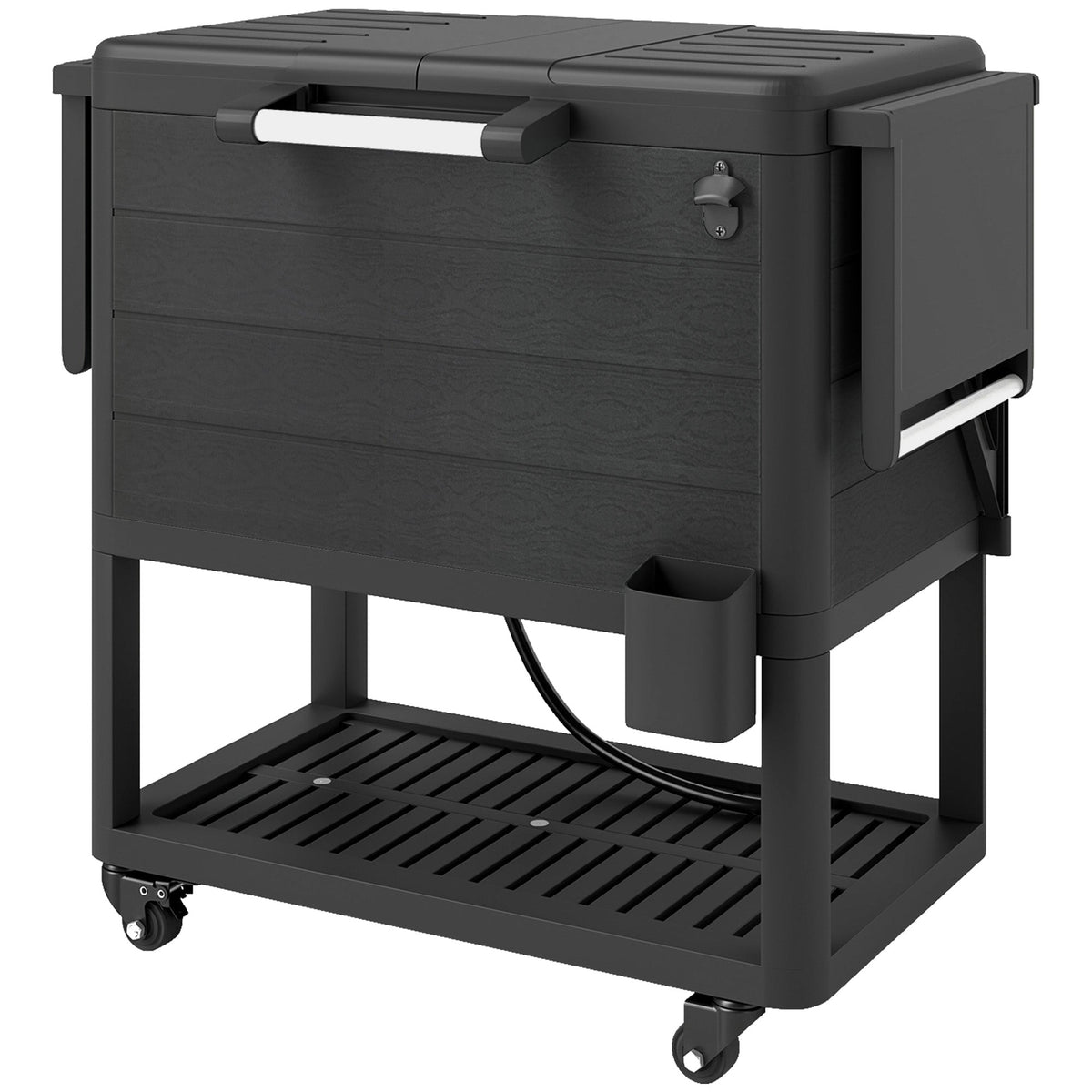 104 Quart Patio Cooler with Wheels and Bottle Opener, Black — product view 2