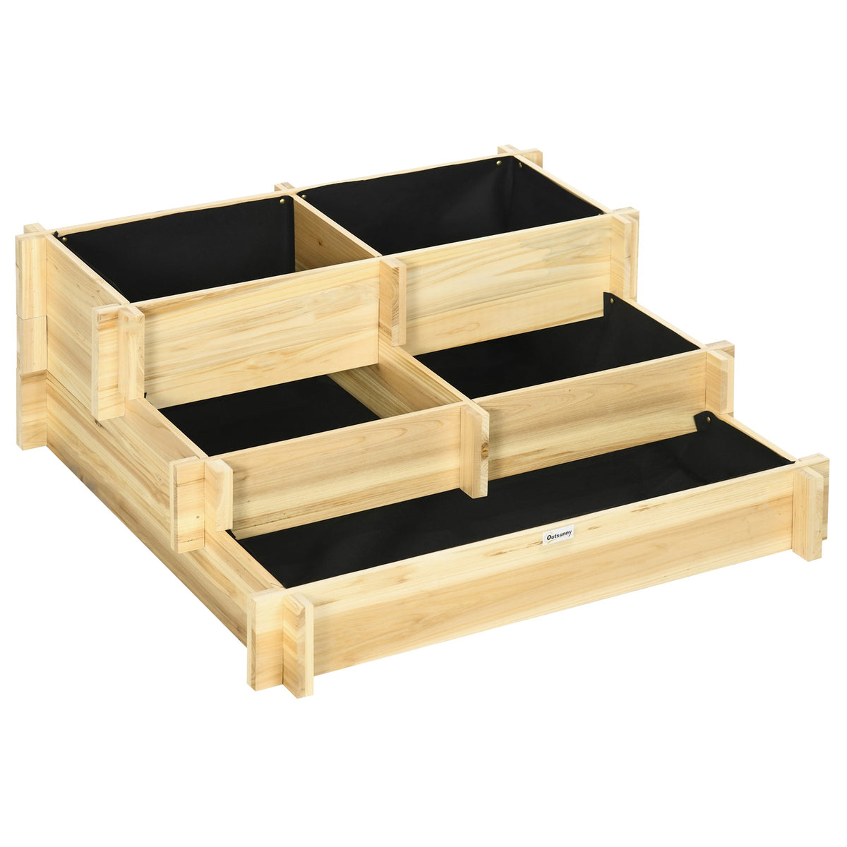 3-Tier Raised Garden Bed with 5 Compartments, 37" x 37" x 14", Natural — product view 2