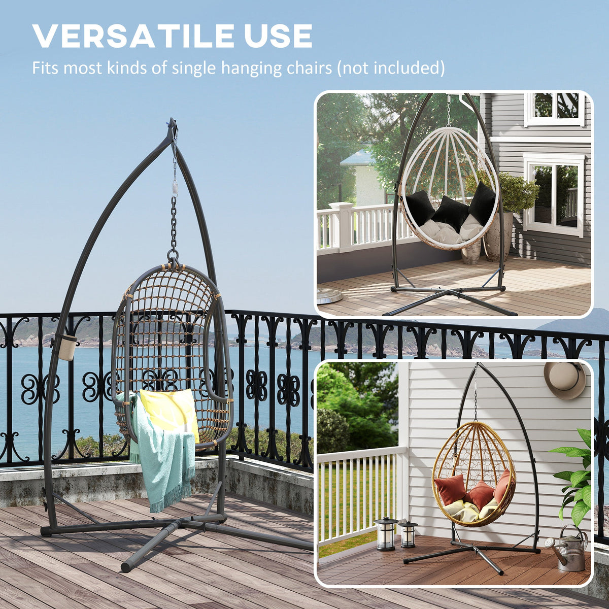 Hammock Chair Stand with X-Shaped Base, 150 KG Load Capacity, Black — product view 6