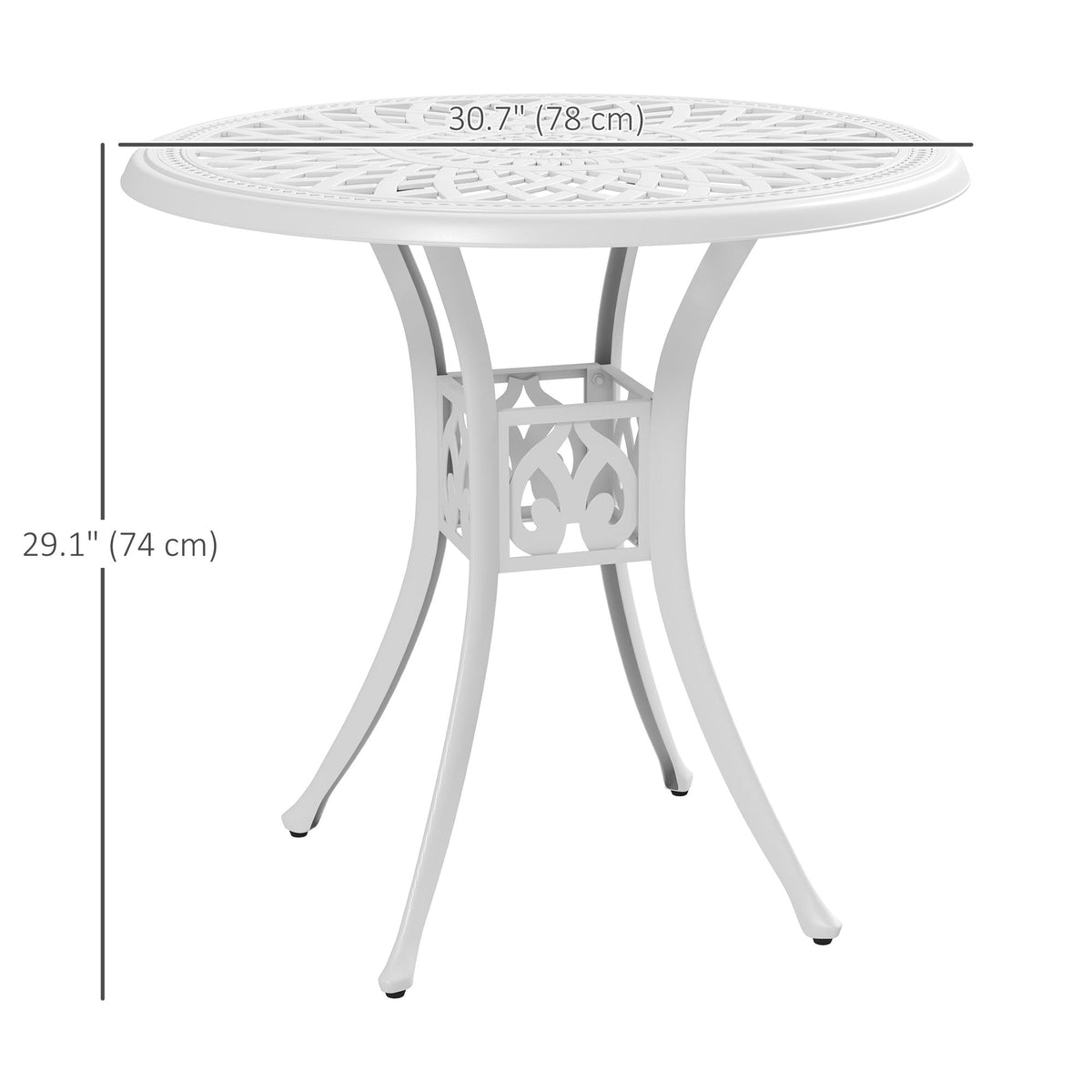 30-inch Round Patio Dining Table with Umbrella Hole Cast Aluminium Outdoor Bistro Table Only, White — product view 5
