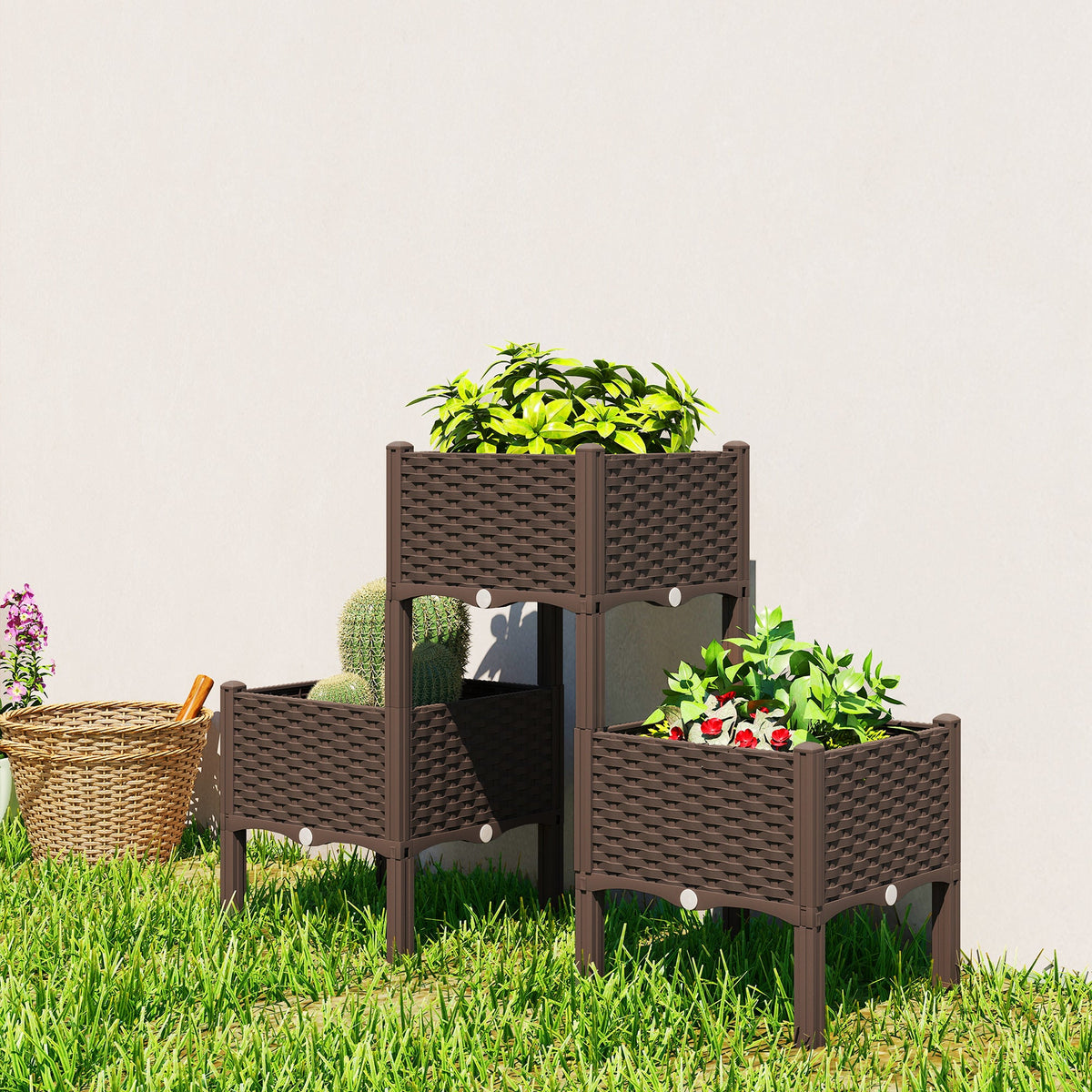 Self-Watering Plastic Raised Garden Bed with Legs — product view 4