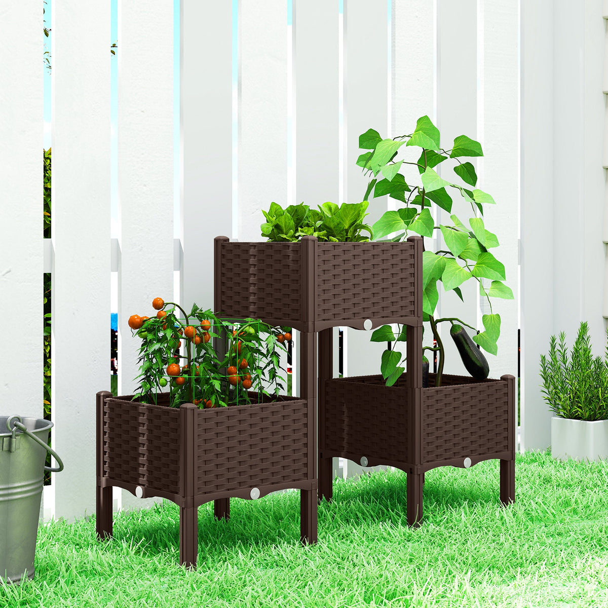 Self-Watering Plastic Raised Garden Bed with Legs — product view 3