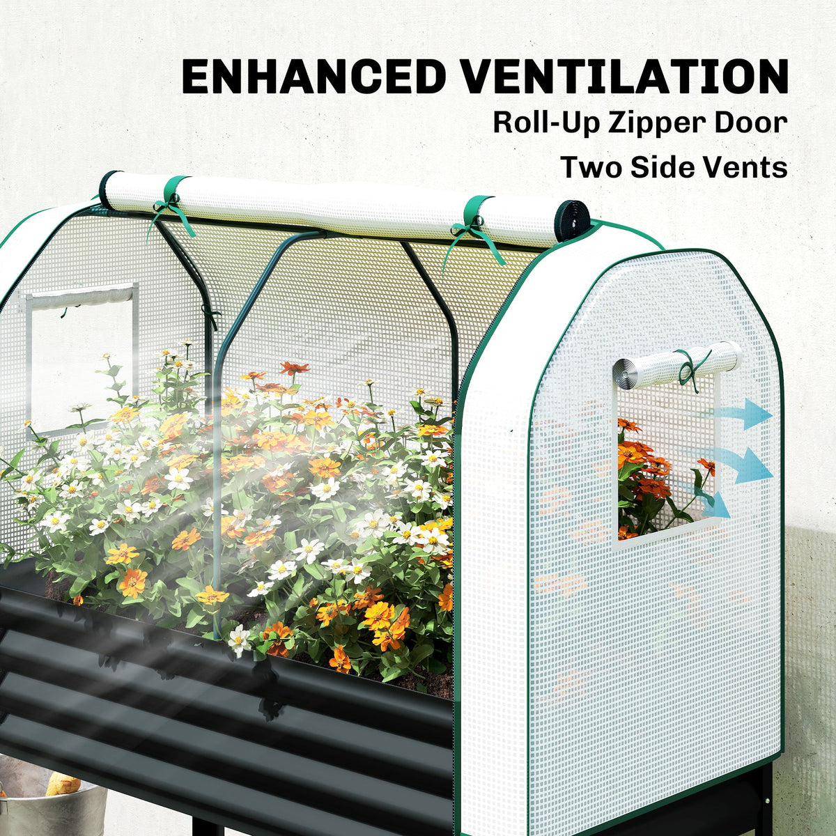 Galvanized Raised Garden Bed with Greenhouse Cover, Black — product view 7