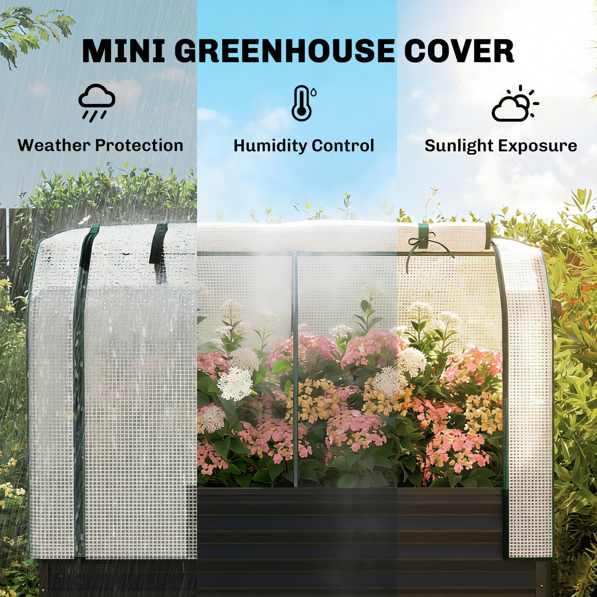 Galvanized Raised Garden Bed with Greenhouse Cover, Black — product view 6