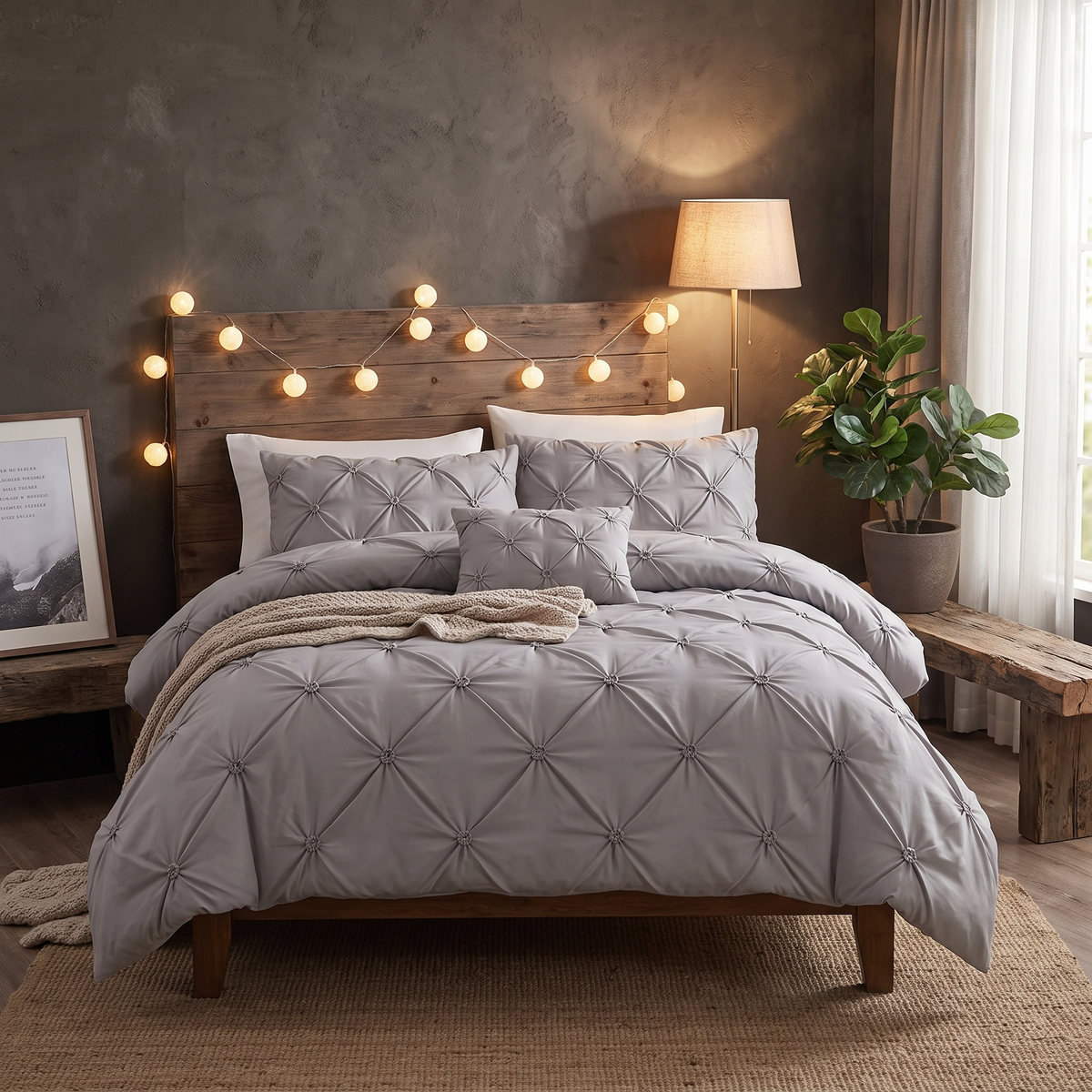 Pinch Pleat Duvet Cover Set, 3-Piece Microfibre — product view 5