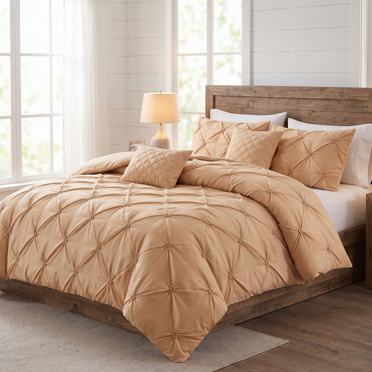 Pinch Pleat Duvet Cover Set, 3-Piece Microfibre — product view 1
