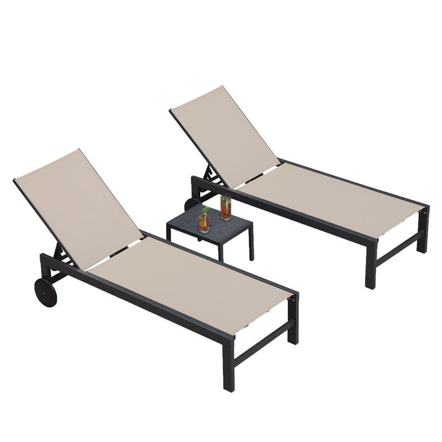 PURPLE LEAF Outdoor Chaise Lounge with Wheels Aluminum Patio Lounge Chair Fade-Resistant Pool Lounge with 5 Position Recliner Includes Side Table for Deck Yard Poolside — product view 5