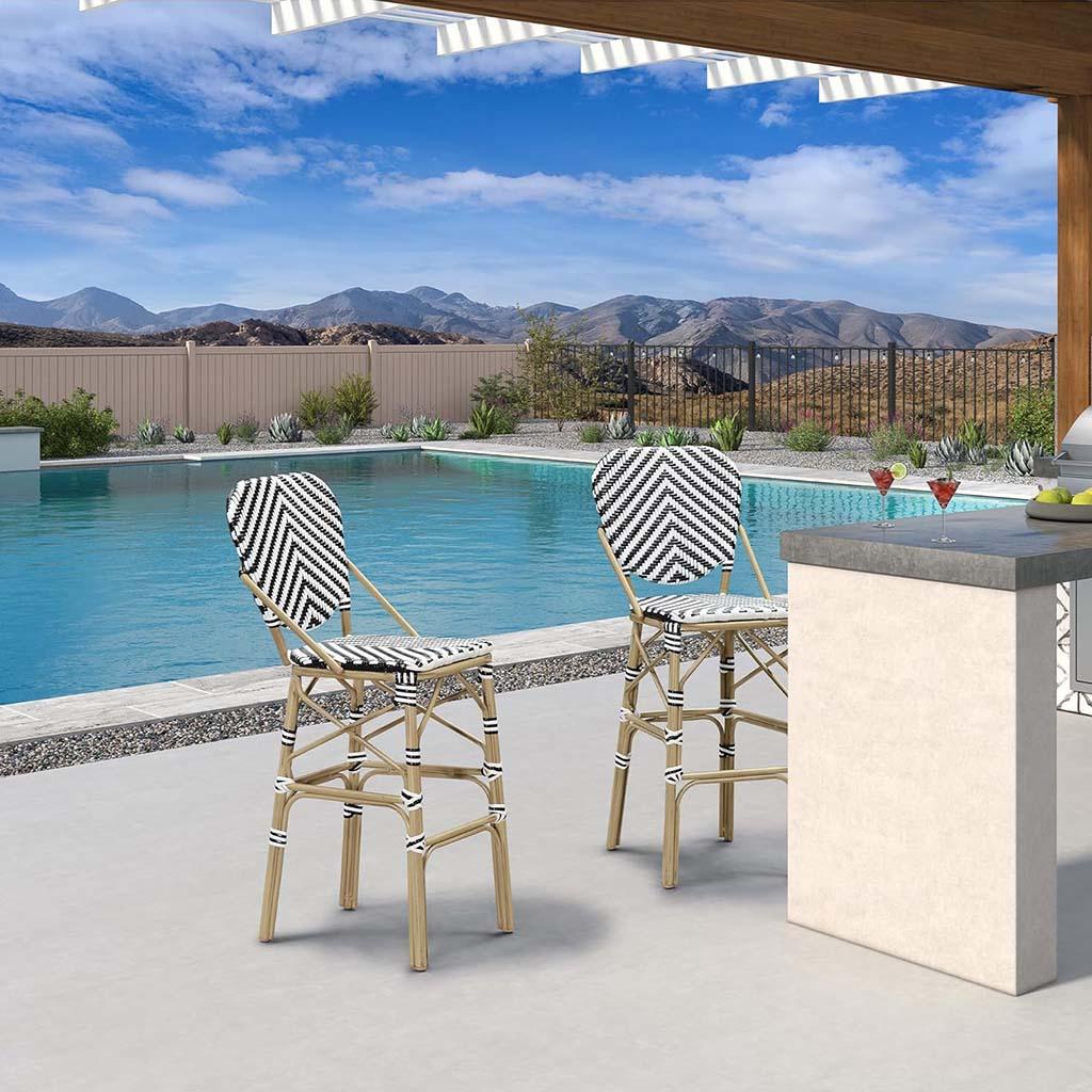 PURPLE LEAF Outdoor Woven Bar Stools, Aluminum Frame Counter Stools, for Pool Garden — product view 3