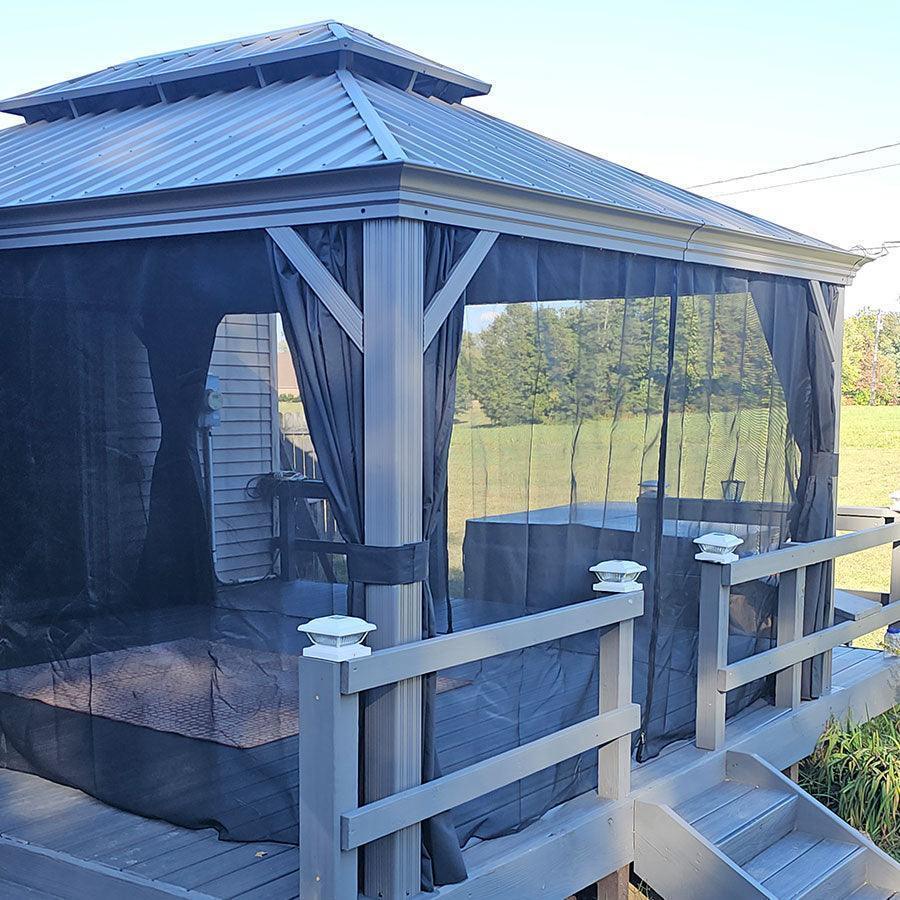 PURPLE LEAF Patio Gazebo for Pool Light Grey Hardtop Galvanized Steel Roof with Reinforcement Support Rod — product view 5