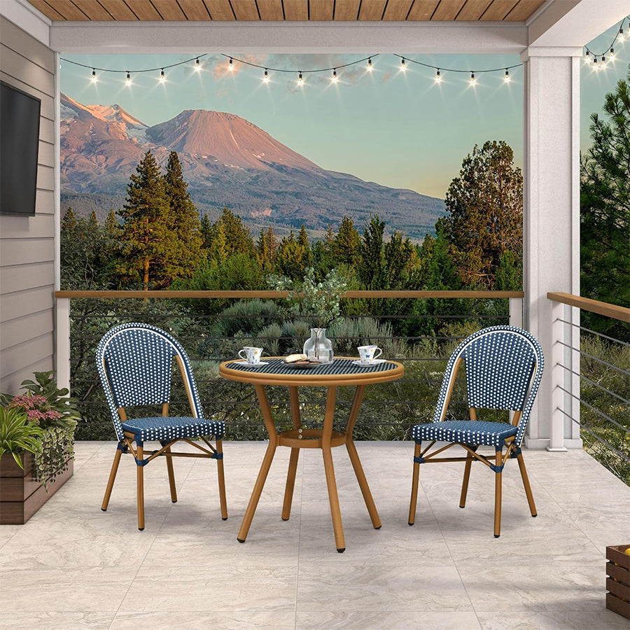 PURPLE LEAF French Bistro Patio Dining Set Aluminum Frame Dining Furniture with PE Rattan Bamboo Print Finish Dining Chairs for Deck Pool Garden — product view 4