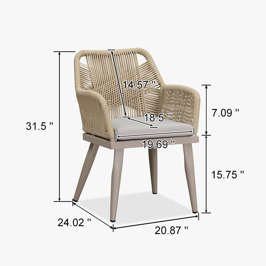 PURPLE LEAF Outdoor Dining Chair Set of 2 All-Weather Rattan Modern Dining Chair with Aluminum Frame for Kitchen Backyard Deck — product view 3
