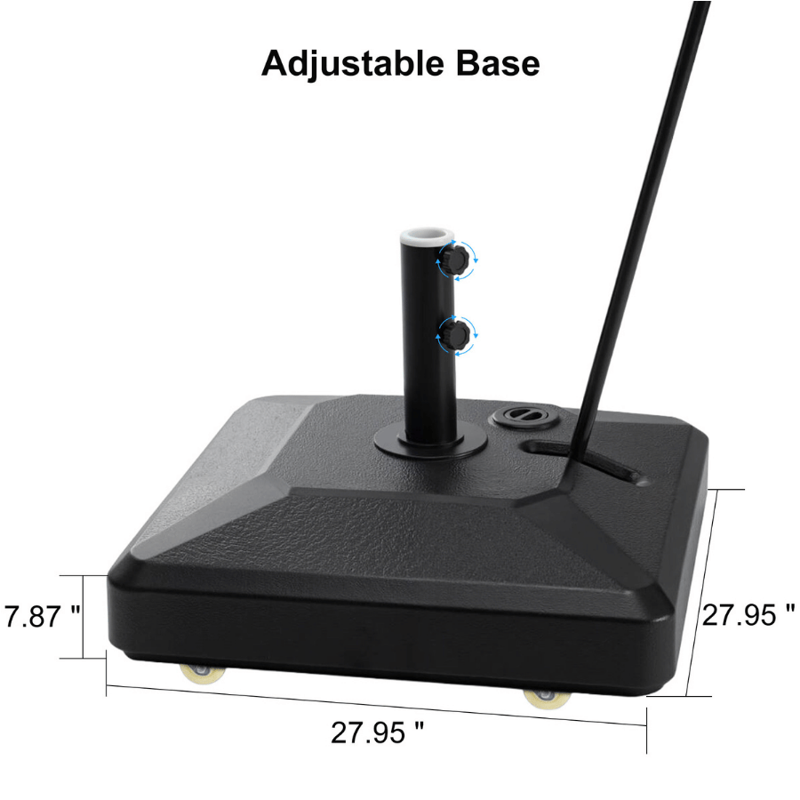 PURPLE LEAF Pull-to-Roll Wheeled Weighted Stand, 154 lbs Heavy-Duty Base for Outdoor Patio Market Umbrellas — product view 3