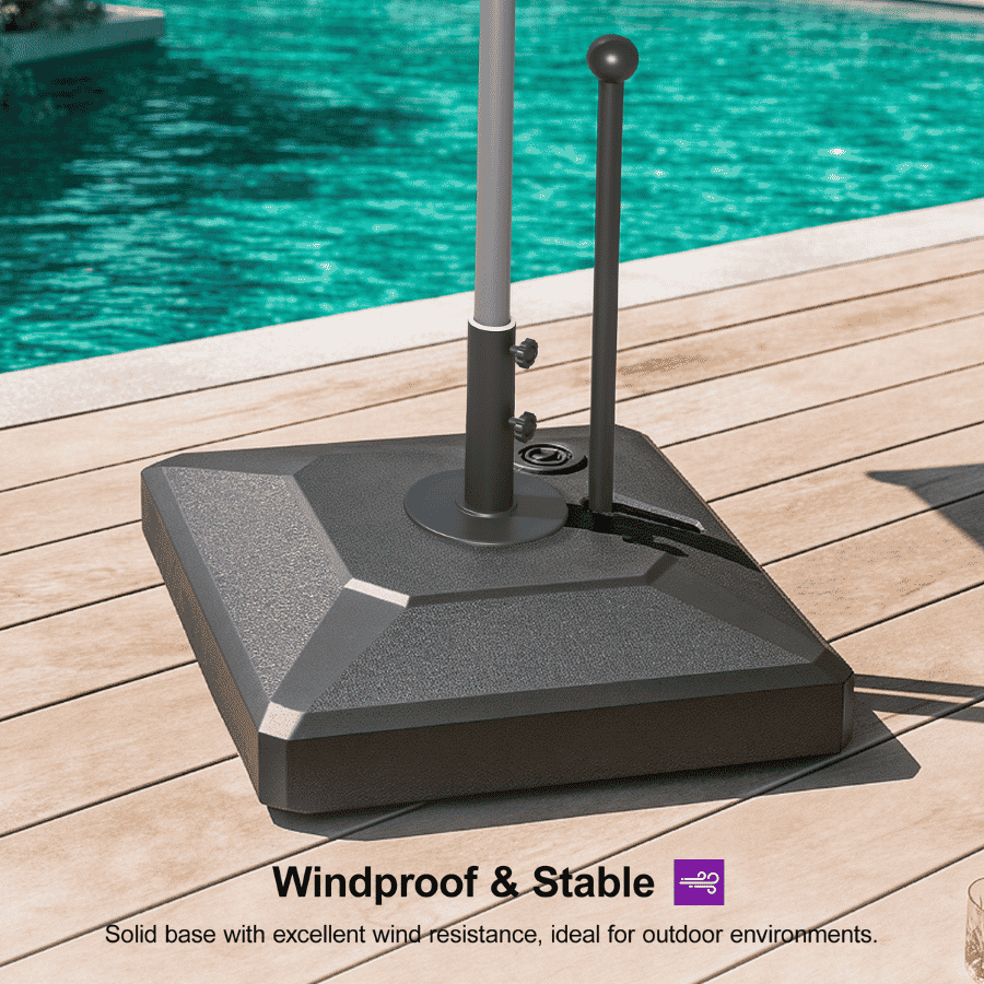 PURPLE LEAF Pull-to-Roll Wheeled Weighted Stand, 154 lbs Heavy-Duty Base for Outdoor Patio Market Umbrellas — product view 5