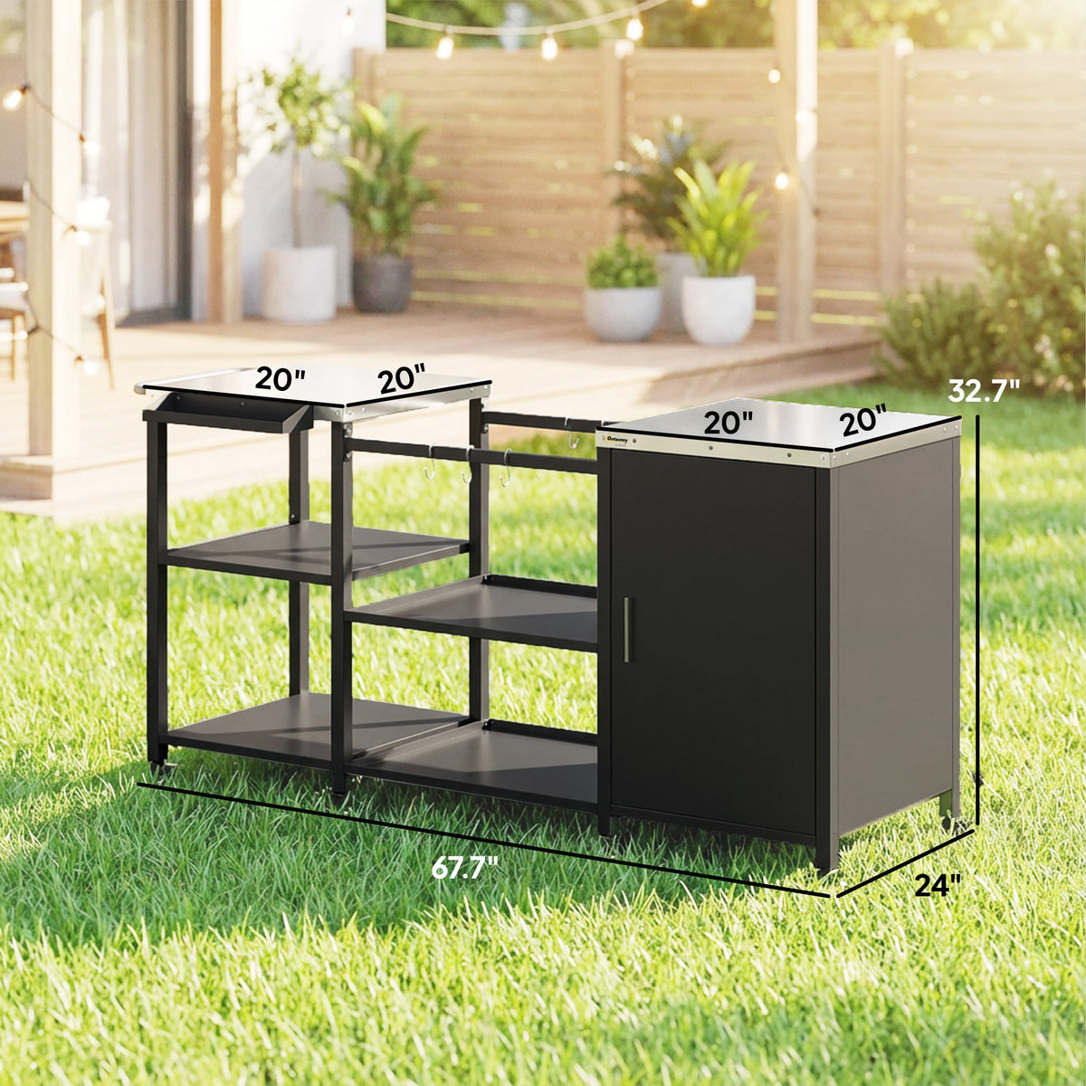 BBQ Grill Table with Stainless Steel Top and Storage Cabinet — product view 5