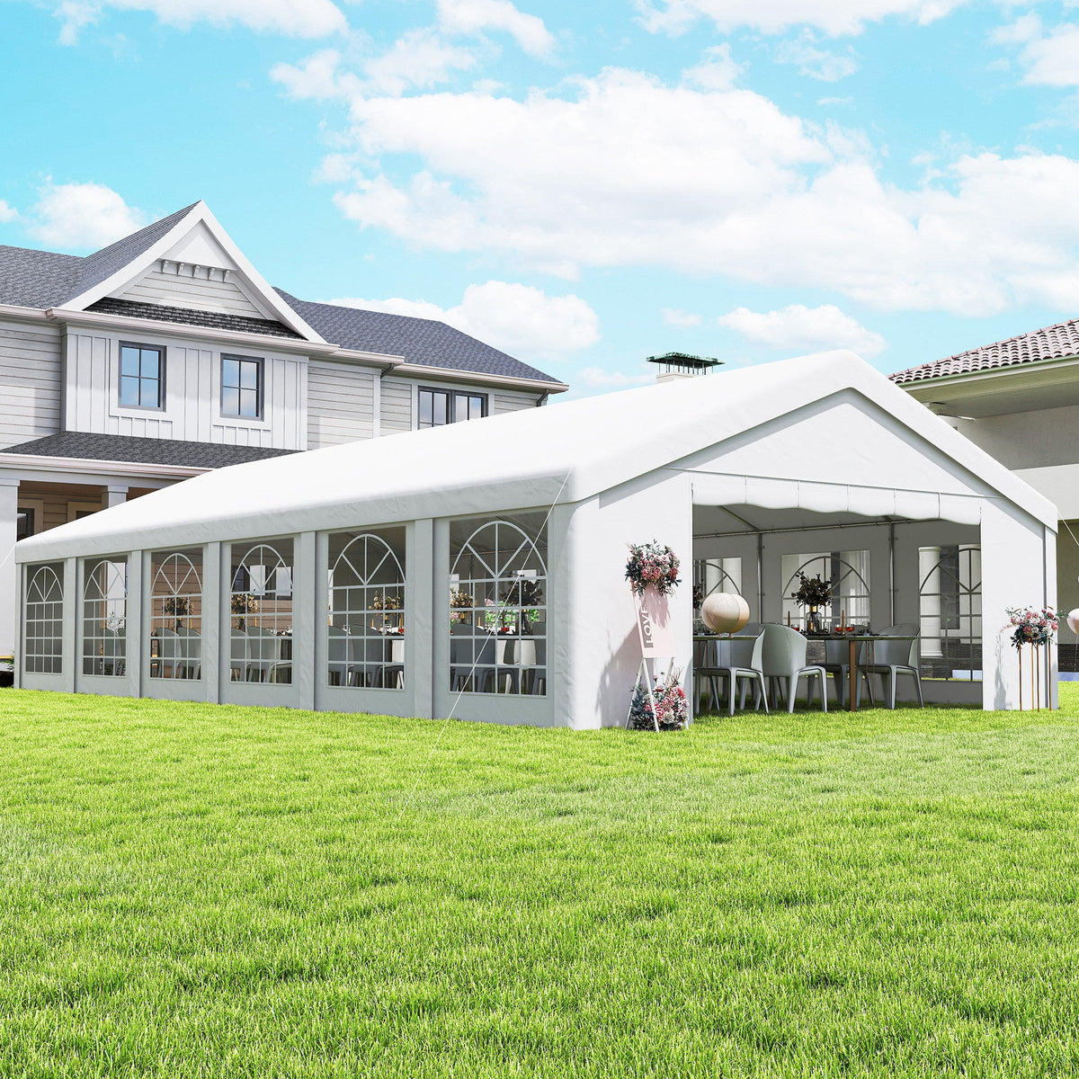 20' x 40' Heavy Duty Party Tent and Carport with 12 Sidewalls, White — product view 4