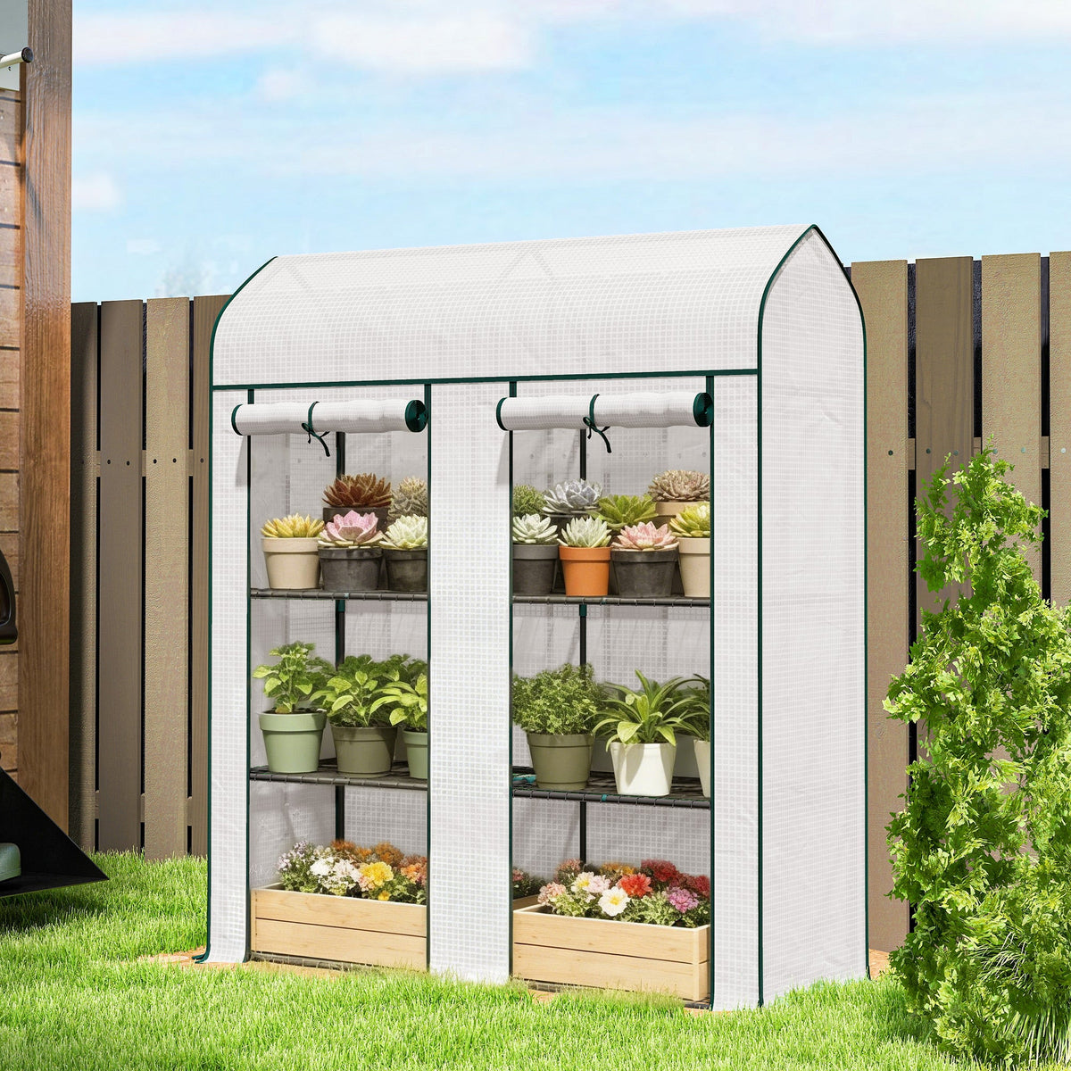 3-Tier Mini Greenhouse, 56.3" x 18.1" x 65", White — product view 3