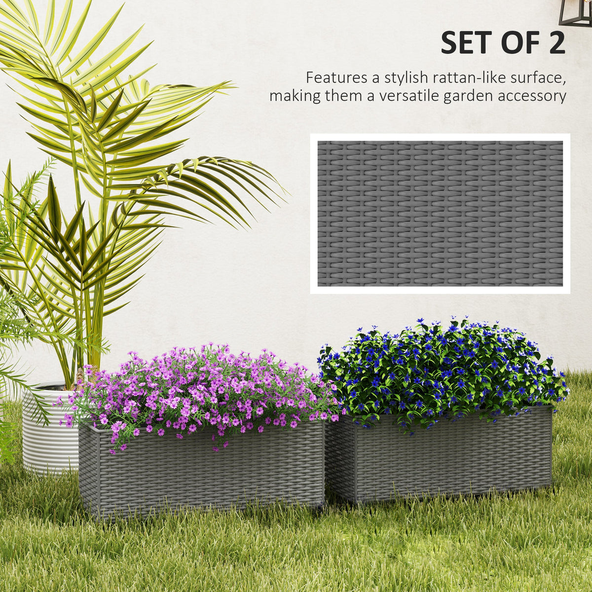 2 Pack 20" Railing Planter Boxes with Hooks and Drainage, Grey — product view 6