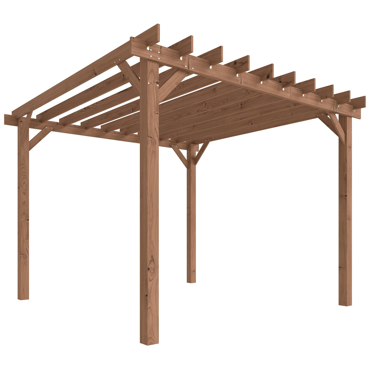 PerArbor Wooden Pergola Kit 3 x 3 m Maple with Triangle Supports & Grape Trellis — product view 2