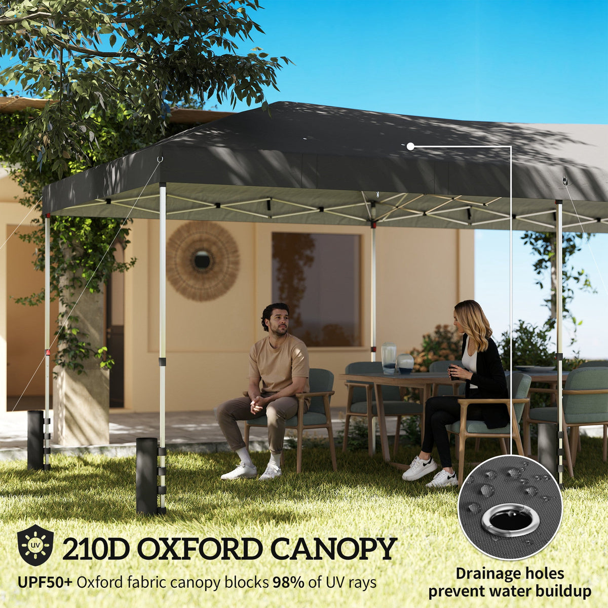 3 x 6 m Pop Up Gazebo with 6 Sidewalls, Wheeled Bag & Sandbags, Dark Grey — product view 6