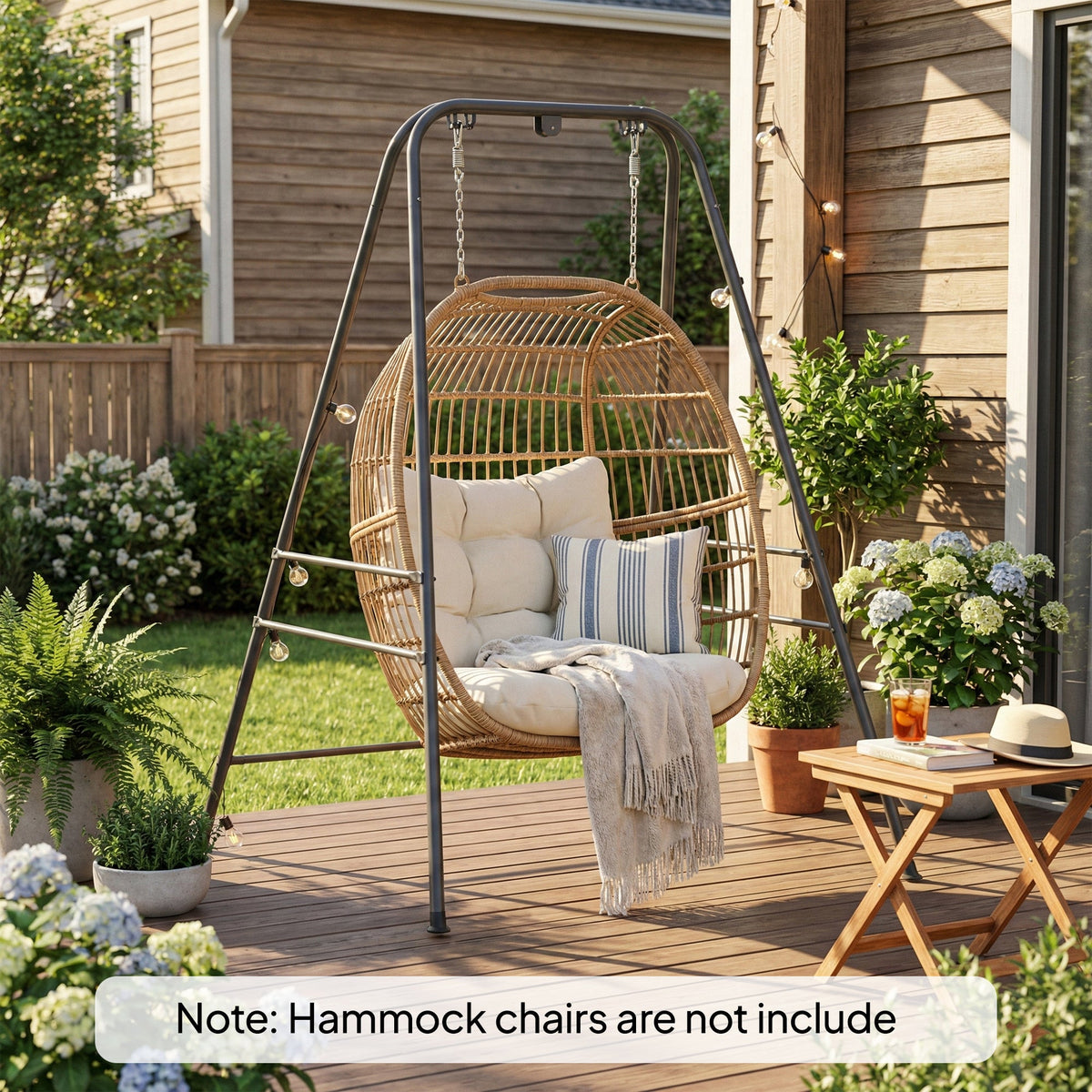 Hammock Chair Stand with Anti-Slip Pads and 2 Carabiners, Gray — product view 4