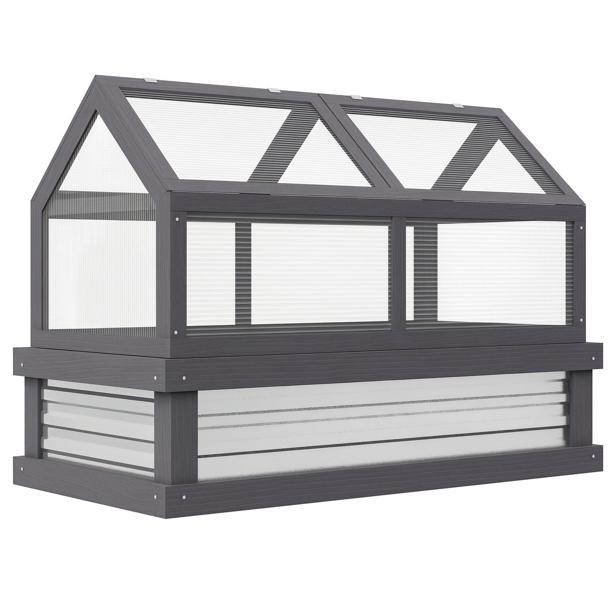 NookGrow 48" x 24" x 32" Wooden Cold Frame Greenhouse, Grey — product view 1