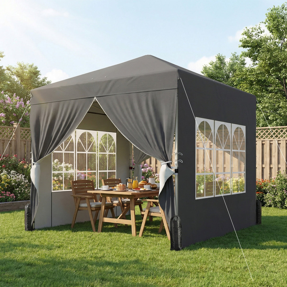 8.2 x 8.2 ft Pop-Up Canopy Tent with 4 Sidewalls & Sandbags, Dark Grey — product view 4