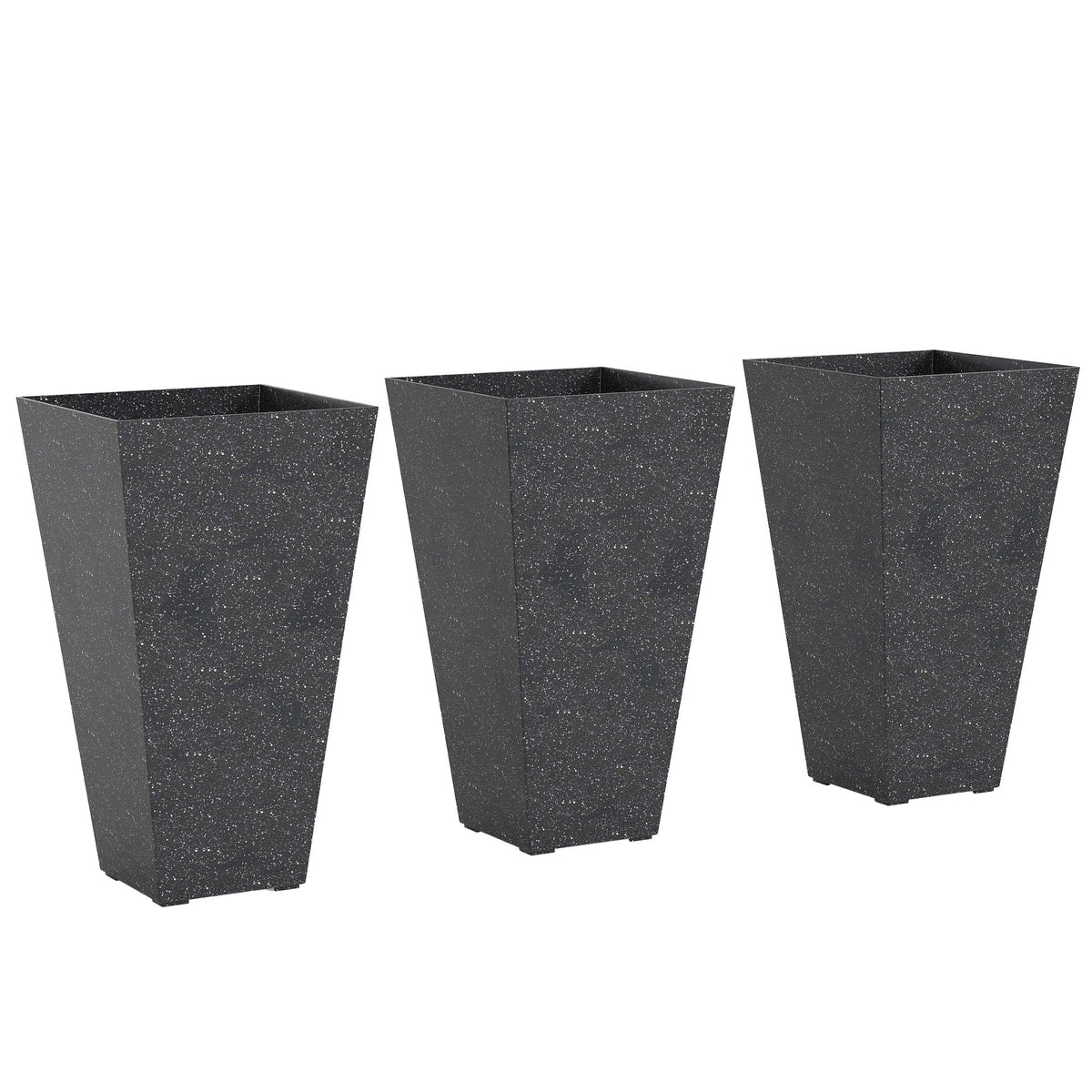 3-Piece 28" Tall Planters with Drainage Holes, Black — product view 2