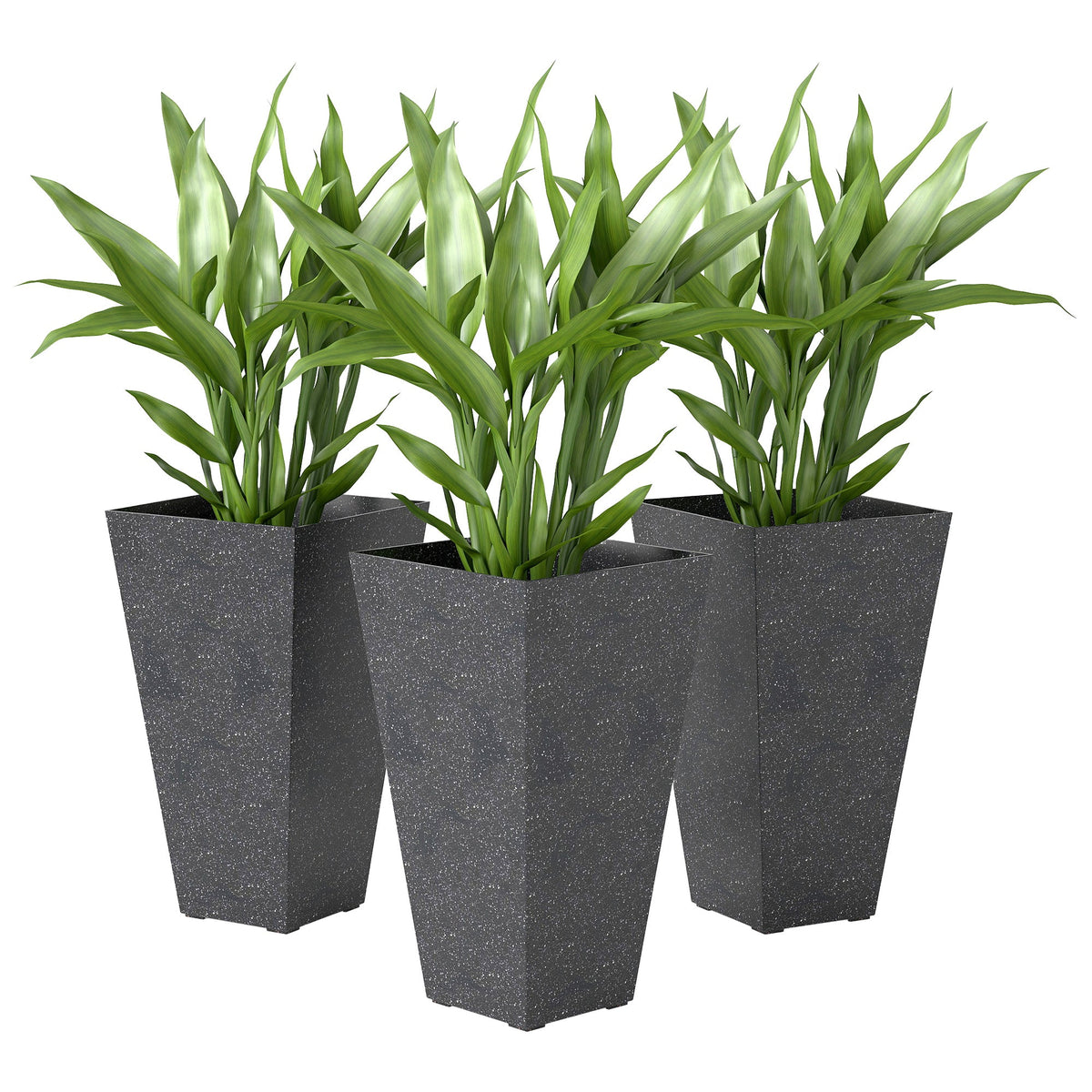 3-Piece 28" Tall Planters with Drainage Holes, Black — product view 1