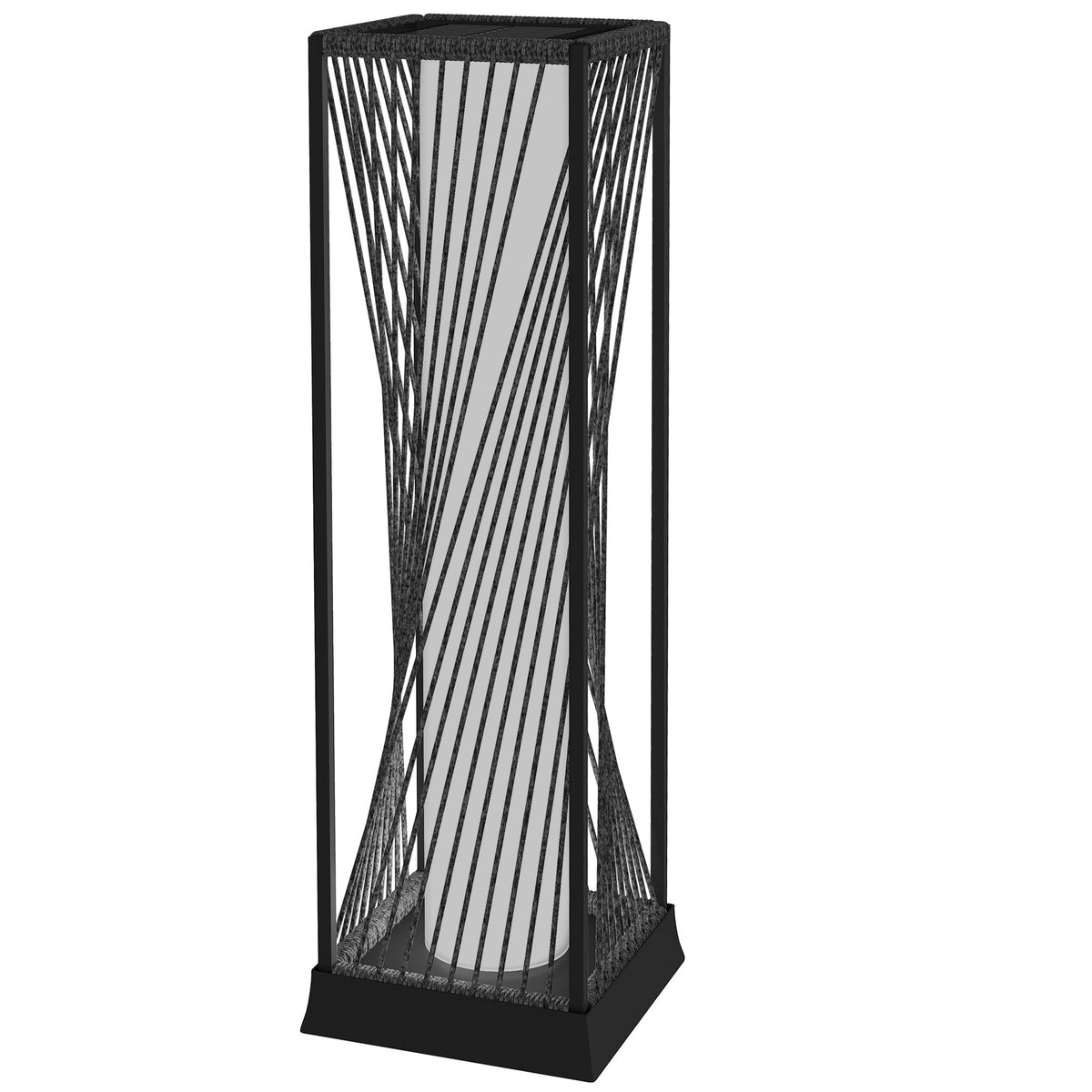 Rattan Solar Floor Lamp with Auto On/Off LED Lights, Grey — product view 2