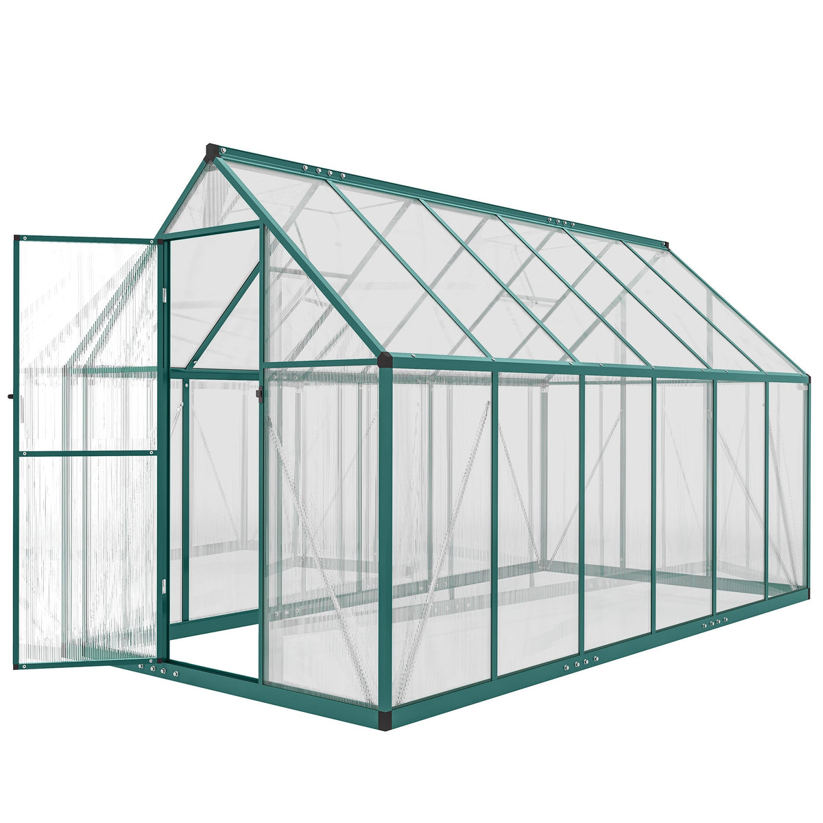 11' x 6' Polycarbonate Walk-in Greenhouse, Dark Green — product view 2