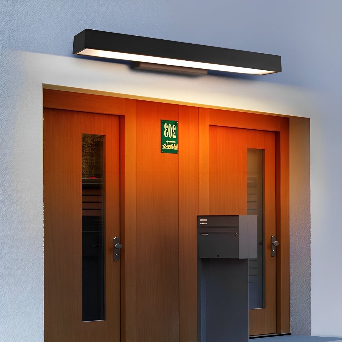 Rectangular Minimalist Waterproof Motion Sensor Black Modern Wall Sconce — product view 3