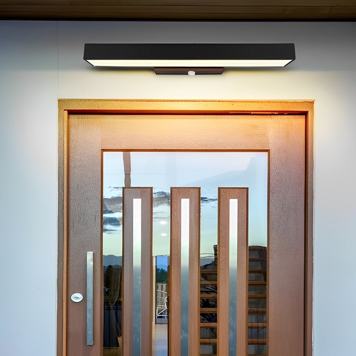 Rectangular Minimalist Waterproof Motion Sensor Black Modern Wall Sconce — product view 4