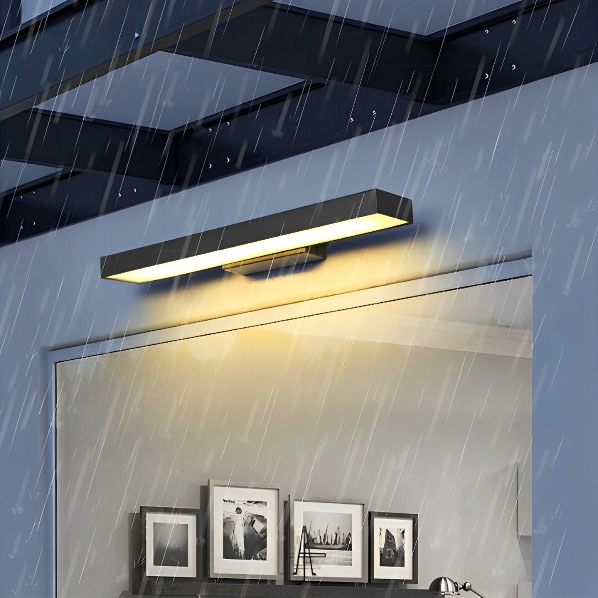 Rectangular Minimalist Waterproof Motion Sensor Black Modern Wall Sconce — product view 1